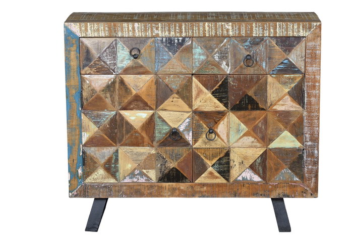 GINER Y COLOMER Commode en bois recyclé multicolore